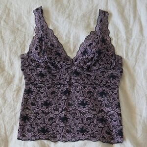 Express Lace Tank Top in Black and Purple